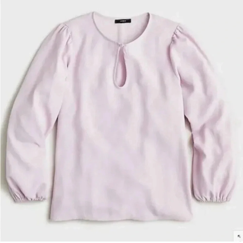 J. Crew Puff sleeve satin back crepe top in Pale Pink Size Small Tall NWT